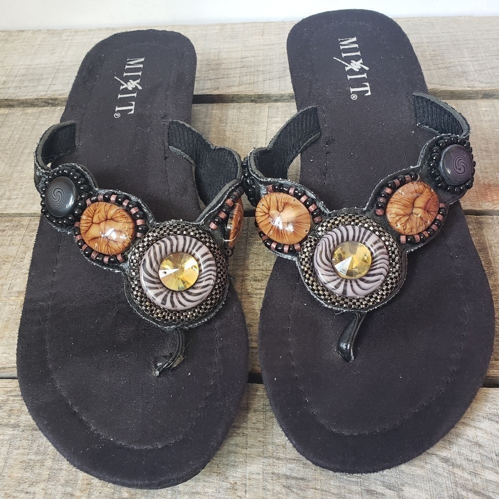 MIXIT Embellished Foam Wedge Heeled Sandals 7.5 CLEARANCE - Picture 3 of 7